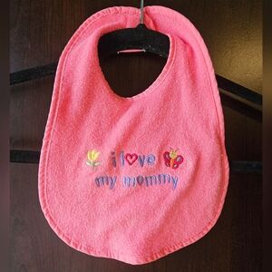 Y2K 2003 Pink Baby Bib with Embroidered Design